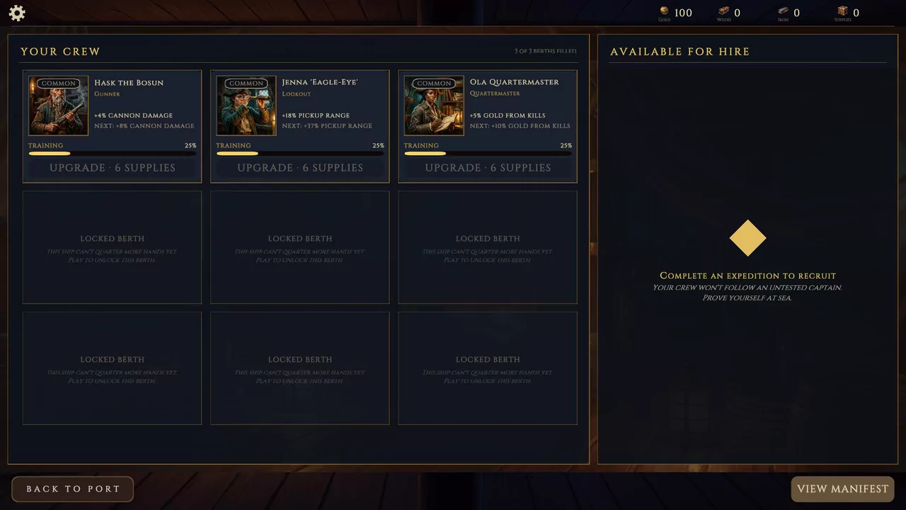 The Crew Deck — the screen in Pirate Twist